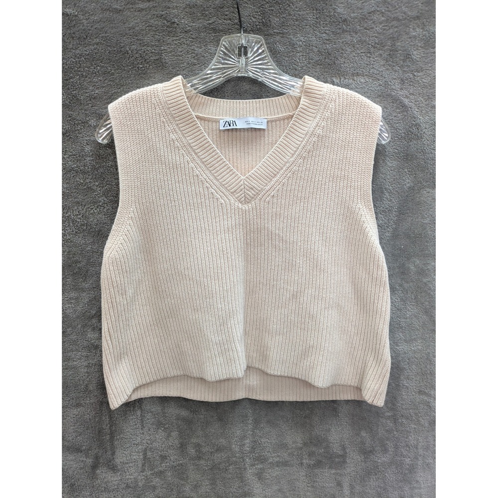 Zara Sweater‎ Vest Womens Small Ribbed Knit Minimalist Preppy
